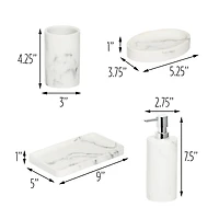 Honey Can Do Off-White Marble Bath Accessory Set
