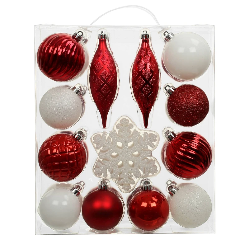 34 Pack Red & White Peppermint Lane Shatterproof Ornaments by Ashland®