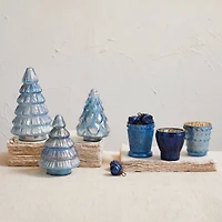 Hello Honey® 8" Iridescent Blue Round Embossed Glass Tree