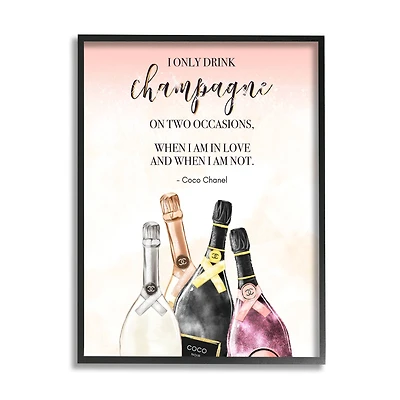 Stupell Industries Champagne and Love Quote Fashion Designer Glam Text Framed Giclee Art