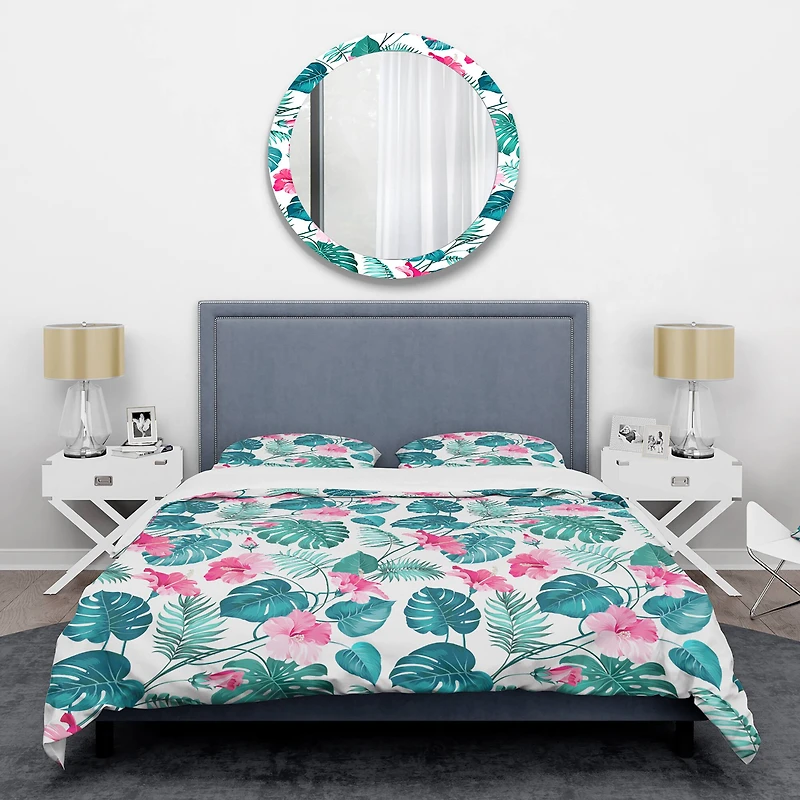 Designart 'Tropical Botanicals And Flowers' Mid-Century Duvet Cover Set