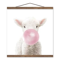 Baby Lamb 16" x 16" Teak Hanging Canvas