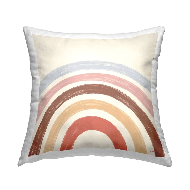 Stupell Industries Pastel Neutral Tone Rainbow Stripes Throw Pillow, 18" x 18"