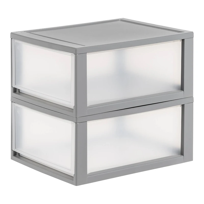IRIS® 29.5qt. Gray & Clear Stacking Storage Drawers, 2ct.