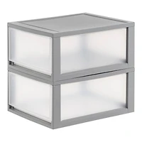 IRIS® 29.5qt. Gray & Clear Stacking Storage Drawers, 2ct.