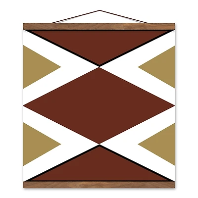 Mud Cloth Triangles 16" x 16" Teak Hanging Canvas