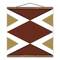 Mud Cloth Triangles 16" x 16" Teak Hanging Canvas