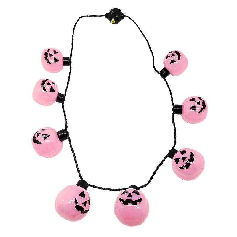 33" Pink Jack-O'-Lantern Necklace