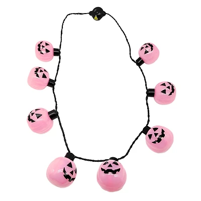 33" Pink Jack-O'-Lantern Necklace