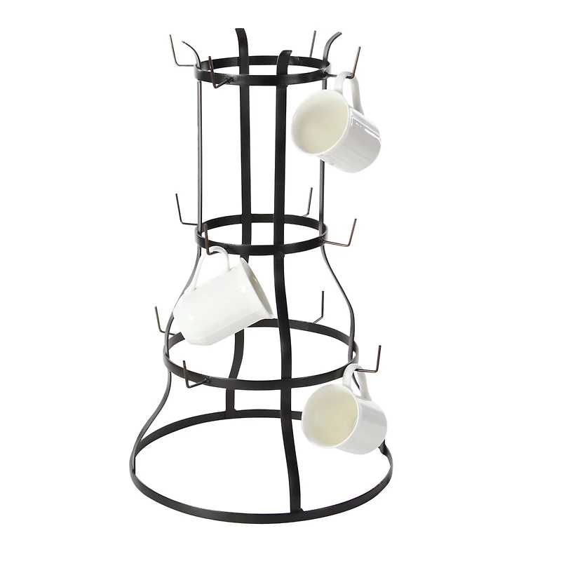 16" & 24" Black Metal Farmhouse Mug Holder Set