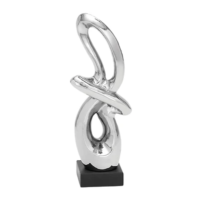 18" Silver Ceramic Modern Abstract Sculpture