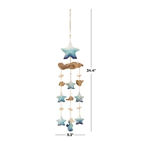 3ft. Blue Ceramic Starfish Handmade Ombre Windchime with Driftwood & Bead Accents