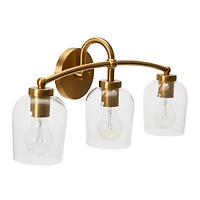 Hello Honey® Robert Stevenson Lighting Adrian Metal & Clear Glass 3-Light Vanity