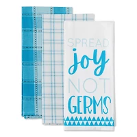 DII® Blue Spread Joy Not Germs Dish Towels, 3ct.