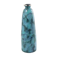 30" Teal Glass Handmade Vase