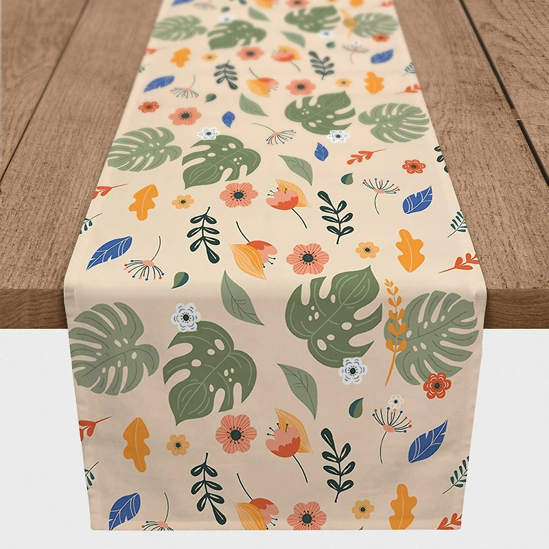 Floral Summer Palms 16" x 90" Cotton Twill Runner