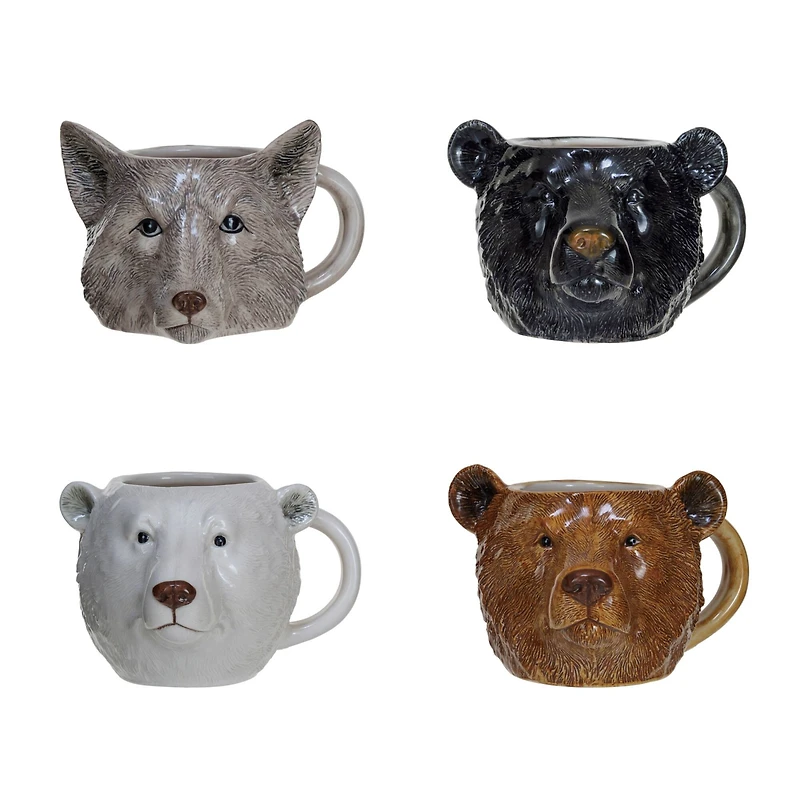 Hello Honey® 12oz. Animal Head Stoneware Mug Set