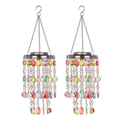 Glitzhome® 18.75" Solar Lit Beaded Wind Chimes