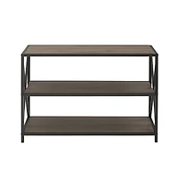 Walker Edison Slate Gray/Black Metal X-Frame Industrial Wood Bookshelf