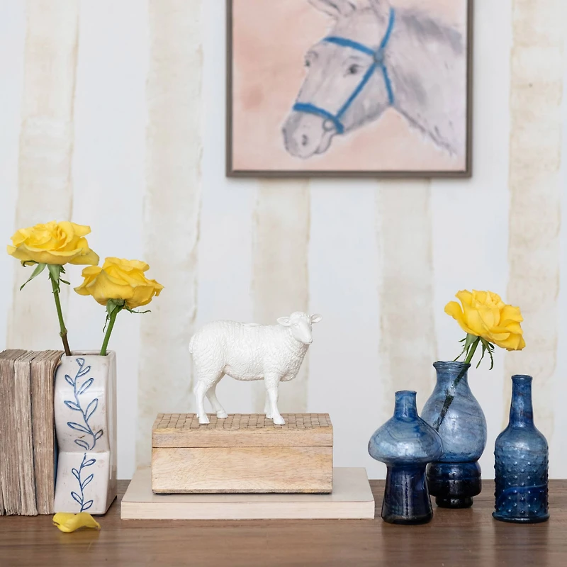 Hello Honey® 6.75" Long White Pastoral Elegance Sheep Taper Candle Holder