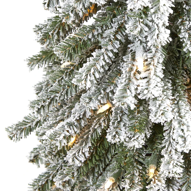 5ft. Pre-Lit Flocked Grand Alpine Artificial Christmas Tree, Clear LED Lights