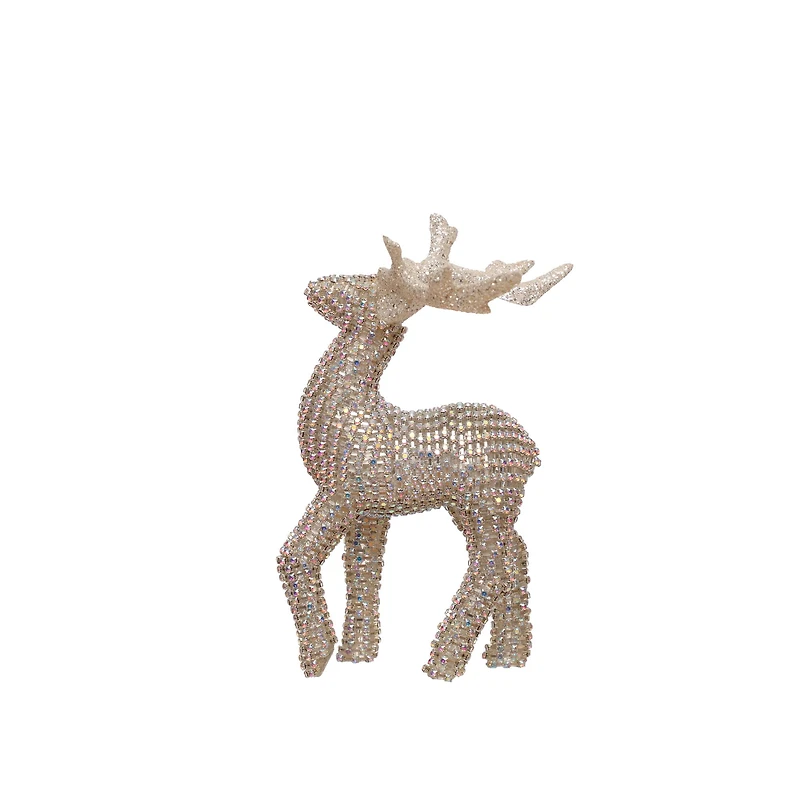 7" Gold Glitter & Crystal Standing Reindeer Tabletop Décor by Ashland®