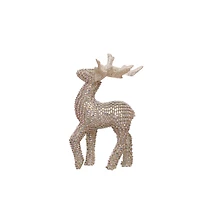 7" Gold Glitter & Crystal Standing Reindeer Tabletop Décor by Ashland®