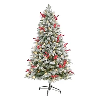 6ft. Pre-Lit Snow Tipped Norwegian Fir Artificial Christmas Tree, White LED Lights
