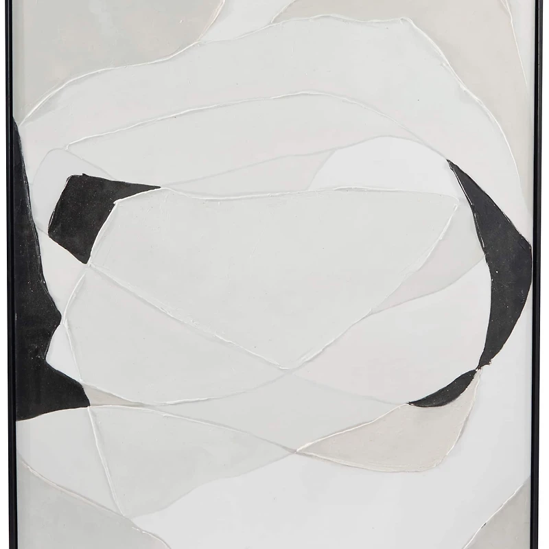 White Canvas Abstract Framed Wall Art with Black Frame Set of 2 30", 40"