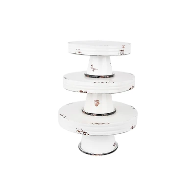 Hello Honey® Distressed White Decorative Metal Pedestals
