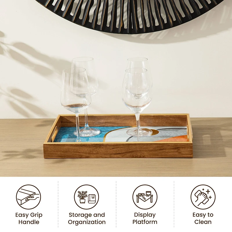 Glitzhome® Rectangle Abstract Patterned Decorative Trays Set
