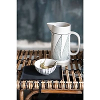 Hello Honey® 9" Embossed Modern Black & White Stoneware Water Pitcher