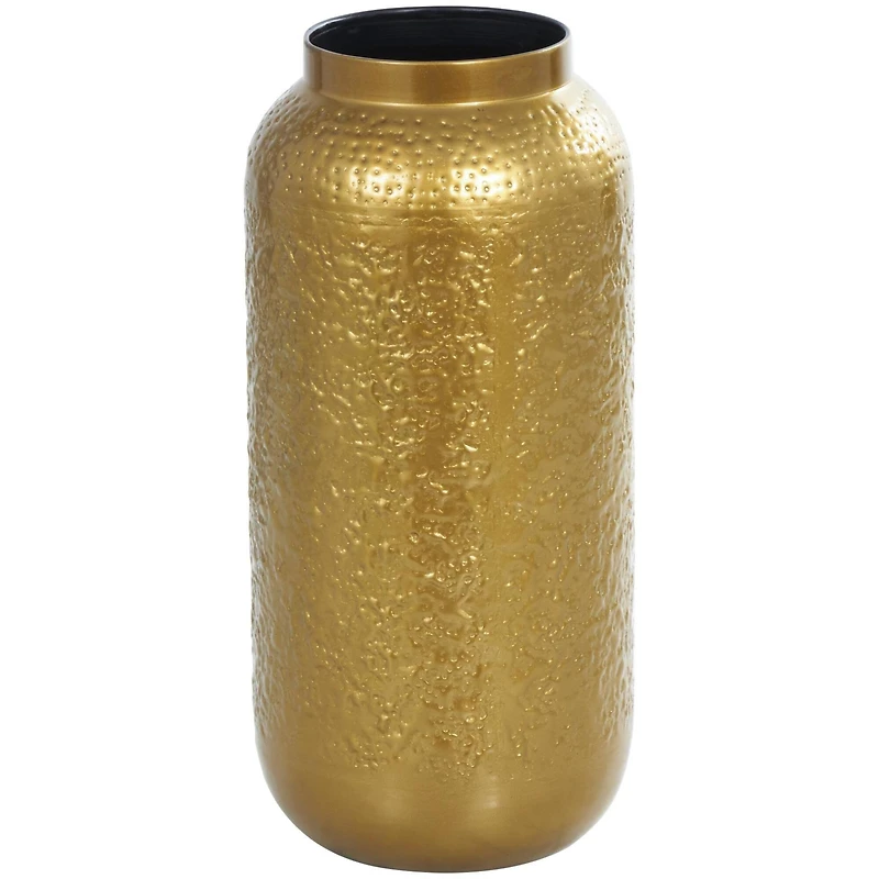 Gold Metal Textured Hammered Vase