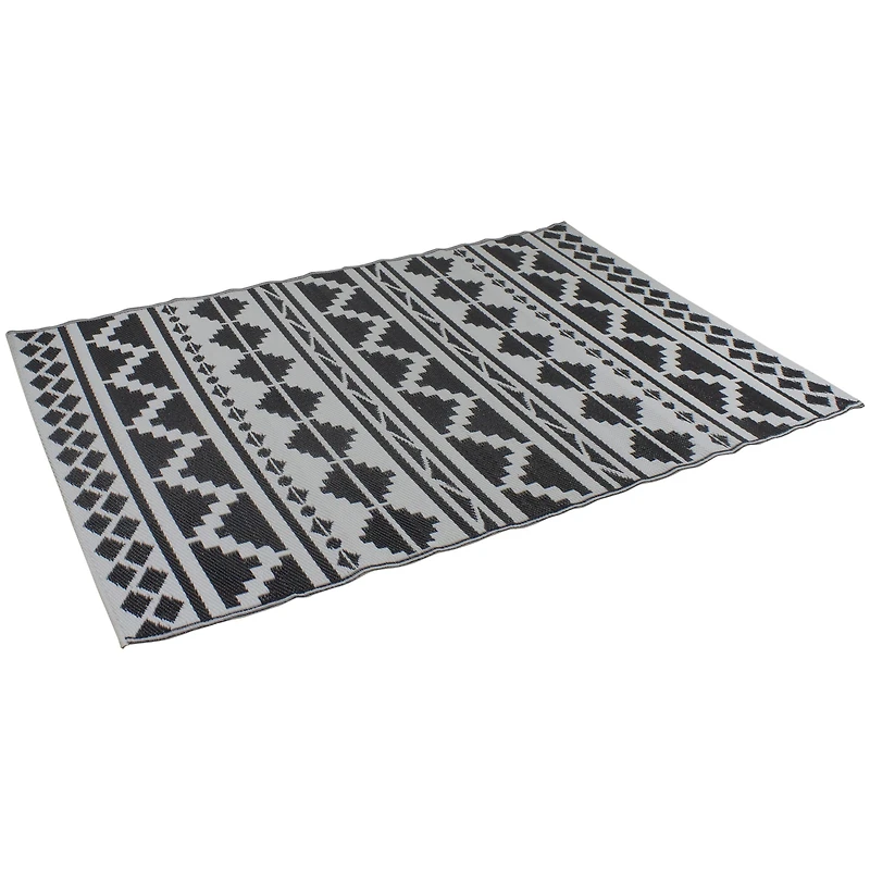 Black & White Aztec Design Rectangular Outdoor Area Rug, 4ft. x 6ft.