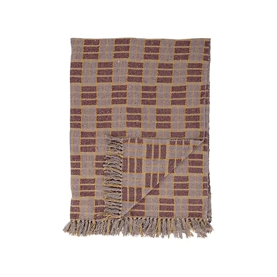 Woven Recycled Cotton Blend Throw with Fringe