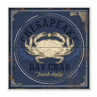 Stupell Industries Vintage Chesapeake Bay Crab Sign Nautical Marine Life, 12" x 12"