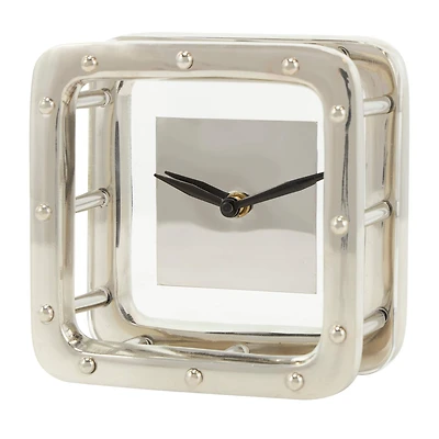6" Silver Aluminum Geometric Dimensional Open Frame Clock