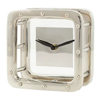 6" Silver Aluminum Geometric Dimensional Open Frame Clock