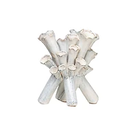 Hello Honey® 9.5" White Handmade Stoneware Sculpture Vase with Reactive Glaze Finish