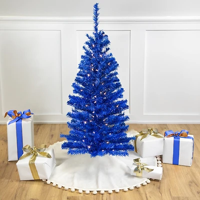 4ft. Pre-Lit Medium Royal Blue Pine Artificial Christmas Tree, Clear Lights
