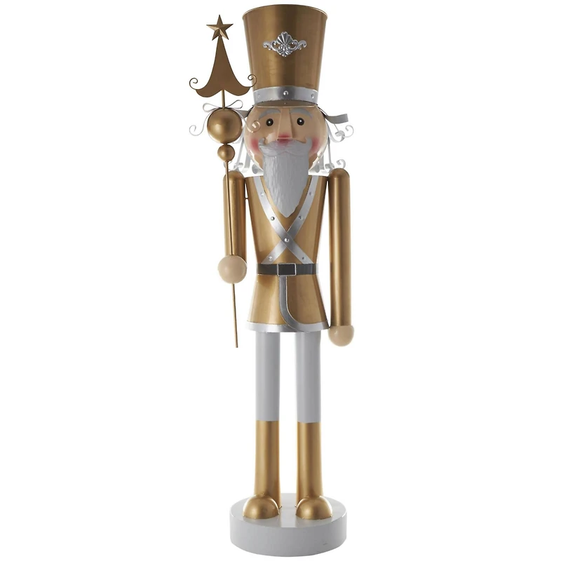 6ft. Gold & Silver Metal Standing Nutcracker Sculpture
