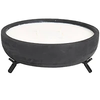 40oz. Sauvignon Blanc Scented White 4 Wick Candle in Black Wood Bowl with Metal Tripod Stand