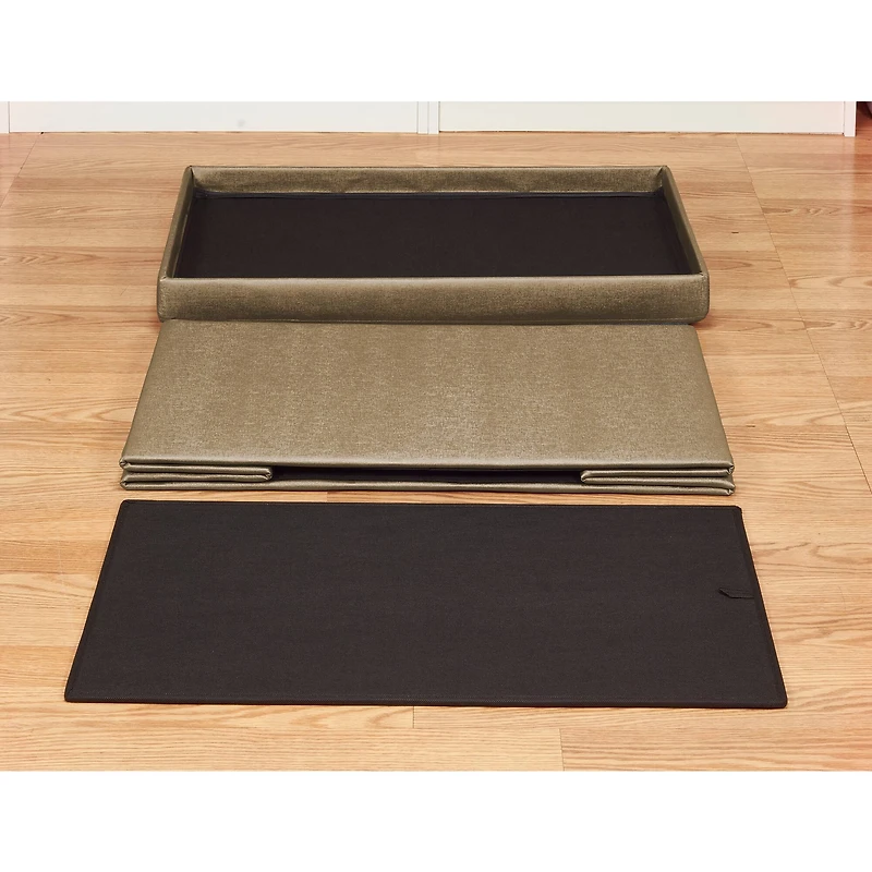 Simplify Metallic Brown Faux Leather Double Folding Storage Ottoman