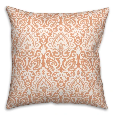 Orange Damask Throw Pillow