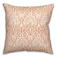 Orange Damask Throw Pillow