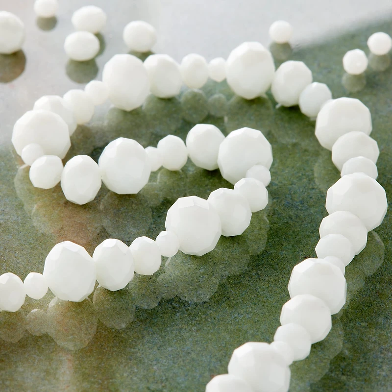 White Faceted Glass Rondelle Beads by Bead Landing™