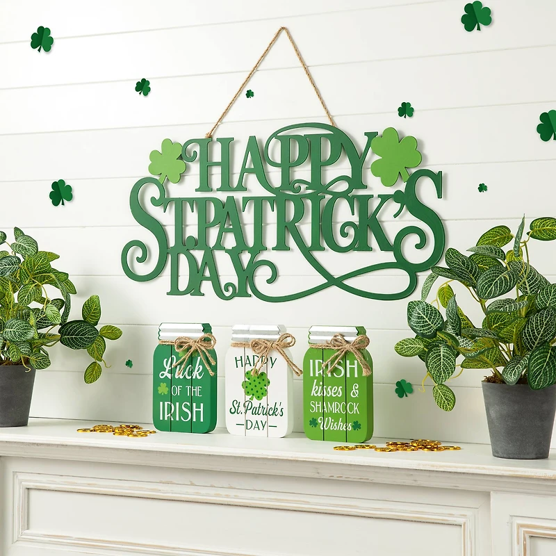 Glitzhome® 24" Metal "HAPPY St. Patrick's Day" Wall Decor