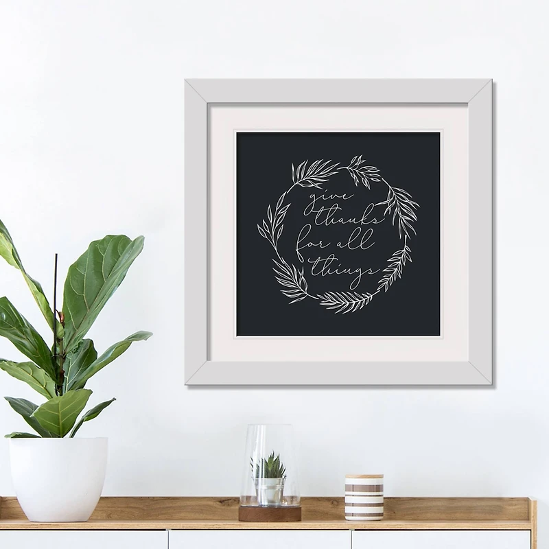 Give Thanks Fall Print in White Frame