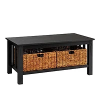Walker Edison 40" Black Mission Storage Coffee Table with Baskets