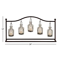 24" Black Iron Farmhouse Candle Holder Lantern